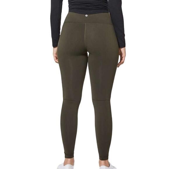 Lululemon Wunder Under Pant Tech Mesh 28" Dark Olive Women's Size 2 EUC - Picture 4 of 9